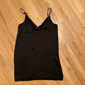Black Slip Dress With Lace Detail